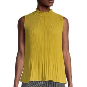 Nanette Lepore sleeveless mock neck pleated top eve green size medium